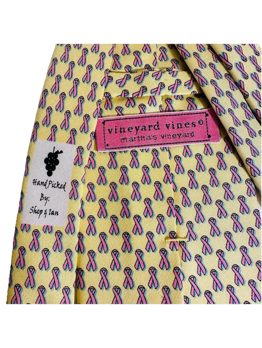 Vineyard Vines Yellow Cancer Awareness Ribbon Neck Tie 100% Silk Made In The USA
